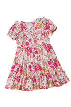 Load image into Gallery viewer, Multicolor Floral Print Patchwork Frill Tiered Shift Dress
