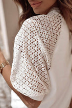 Load image into Gallery viewer, Pointelle Lace Half Sleeve Crew Neck Tee
