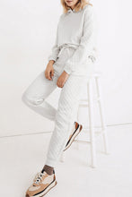Load image into Gallery viewer, White Quilted Hoodie and Drawstring Jogger Pants Set
