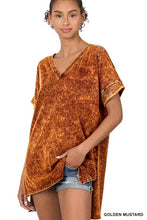 Load image into Gallery viewer, Mineral Wash Rolled Short Sleeve V-Neck Top
