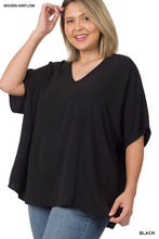 Load image into Gallery viewer, Plus Woven Airflow V-Neck Dolman Short Sleeve Top

