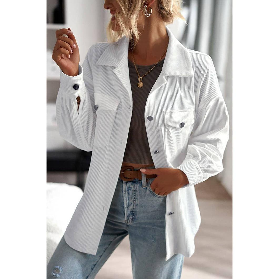 Front Open Strip Button Solid Strip Jacket