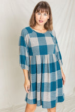 Load image into Gallery viewer, Checker Balloon Sleeve Midi Dress
