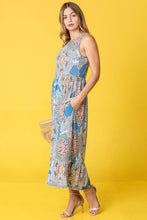 Load image into Gallery viewer, Sleeveless Print Ruffled Hem Tea-Length Dress
