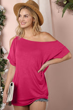 Load image into Gallery viewer, One Side Cold Shoulder Detailed Drapery Top
