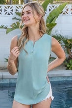 Load image into Gallery viewer, Notched Neck with Sleeveless Flowy Blouse Top
