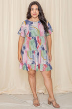 Load image into Gallery viewer, Tie Dye Ruffle Triple Tiered Midi Dress
