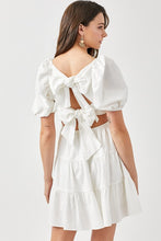 Load image into Gallery viewer, Puff Sleeve Back Double Tie Tiered Dress
