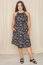 Load image into Gallery viewer, Plus Floral Halter Top Midi Dress
