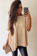 Load image into Gallery viewer, Apricot Short Sleeve Side Slit Oversized Sweater
