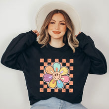 Load image into Gallery viewer, Checkered Daisy Graphic Sweatshirt
