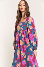 Load image into Gallery viewer, Multicolor Boho Floral Print Square Neck Ruffle Maxit Dress
