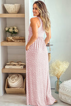 Load image into Gallery viewer, Pink Sleeveless Floor Length Leopard Print Dress with Pockets
