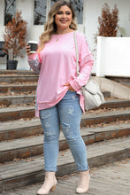 Load image into Gallery viewer, Pink Exposed Seam Leopard Splicing Plus Size Sweatshirt
