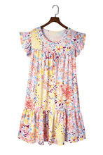 Load image into Gallery viewer, Multicolor Floral Print Ruffled Short Sleeve Plus Size Dress
