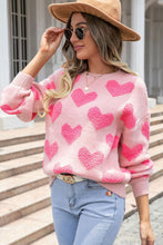 Load image into Gallery viewer, Light Pink Valentine’s Day Heart Jacquard Knit Sweater
