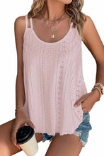 Load image into Gallery viewer, Black Eyelet Strappy Scoop Neck Tank Top
