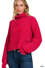 Load image into Gallery viewer, CHENILLE TURTLENECK SWEATER: MOCHA
