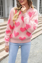 Load image into Gallery viewer, Light Pink Valentine’s Day Heart Jacquard Knit Sweater
