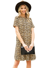 Load image into Gallery viewer, Casual Short Sleeve A-Line Crewneck Leopard Print Dress
