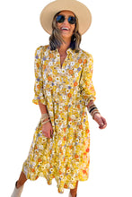 Load image into Gallery viewer, Multicolor Boho Floral Collared Long Sleeve Dress
