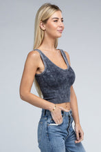 Load image into Gallery viewer, 2-Way Neckline Washed Ribbed Cropped Tank Top
