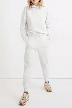 Load image into Gallery viewer, White Quilted Hoodie and Drawstring Jogger Pants Set
