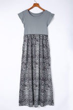 Load image into Gallery viewer, Black Leopard Print Splice Cap Sleeve Pocket Dress
