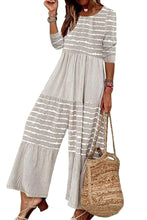 Load image into Gallery viewer, Light Grey Striped Splicing Wide Leg Jumpsuit
