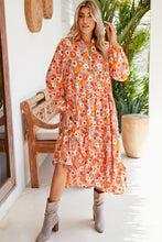 Load image into Gallery viewer, Multicolor Boho Floral Collared Long Sleeve Dress
