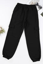 Load image into Gallery viewer, Black Waffle Texture Cargo Pocket Jogger Pants
