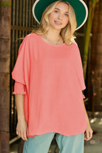 Load image into Gallery viewer, Pink Casual Shirred Cuffs Half Sleeve Top
