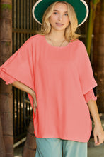 Load image into Gallery viewer, Pink Casual Shirred Cuffs Half Sleeve Top
