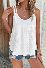 Load image into Gallery viewer, Black Eyelet Strappy Scoop Neck Tank Top
