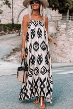 Load image into Gallery viewer, Black Geometric Printed Spaghetti Strap Vacation Sundress
