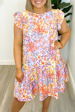 Load image into Gallery viewer, Multicolor Floral Print Ruffled Short Sleeve Plus Size Dress
