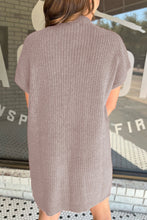 Load image into Gallery viewer, Simply Taupe Patch Pocket Ribbed Knit Short Sleeve Sweater Dress
