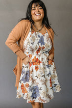 Load image into Gallery viewer, White Floral Smocked Flared Plus Size Dress
