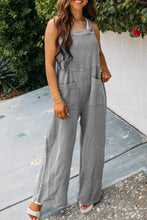 Load image into Gallery viewer, Gray Textured Wide Leg Overall with Pockets
