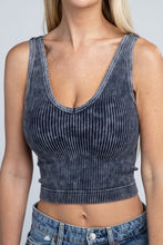 Load image into Gallery viewer, 2-Way Neckline Washed Ribbed Cropped Tank Top
