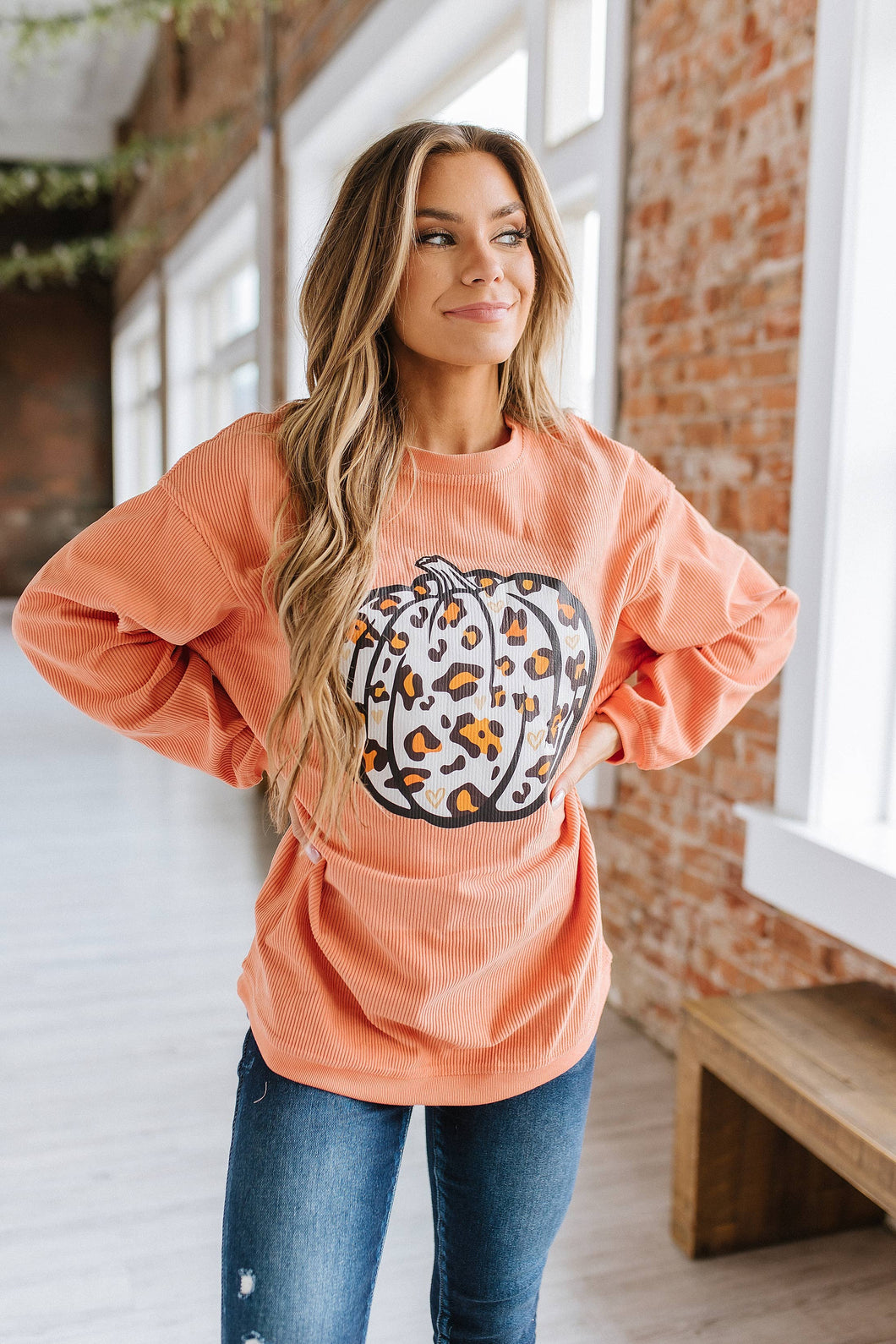 Leopard Pumpkin Graphic Sweatshirt | S-2XL: M / Orange-3