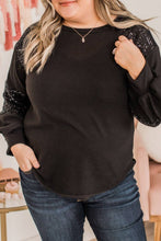 Load image into Gallery viewer, Sequin Patchwork Long Sleeve Top Plus Size
